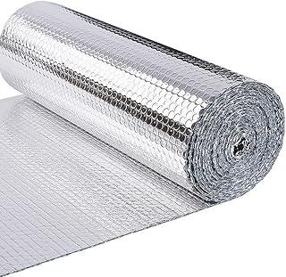 VOUNOT® Isolant Thermique en Film Aluminisé a Bulles Double Face 3mm Résistant pour Réflecteur radiateur de Chaleur et Protéger Contre Froid Idéal pour Fenetre, Voiture, Radiateur 0.6x10M