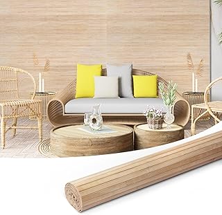 Art3d Panneau mural en bambou naturel de 122 x 244 cm pour décoration murale intérieure, panneau de revêtement mural flexible pour salon, chambre, bureau, îlot de cuisine, carbonisé clair