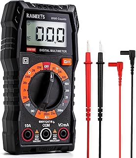 KAIWEETS Multimètre Numérique, Multimètre Digital, Voltmètre Multifonctions 2000 Comptes, Testeur Électrique, Ohmmètre, Mesure La Tension CA/CC, Courant CC, Résistance, Continuité, Diode